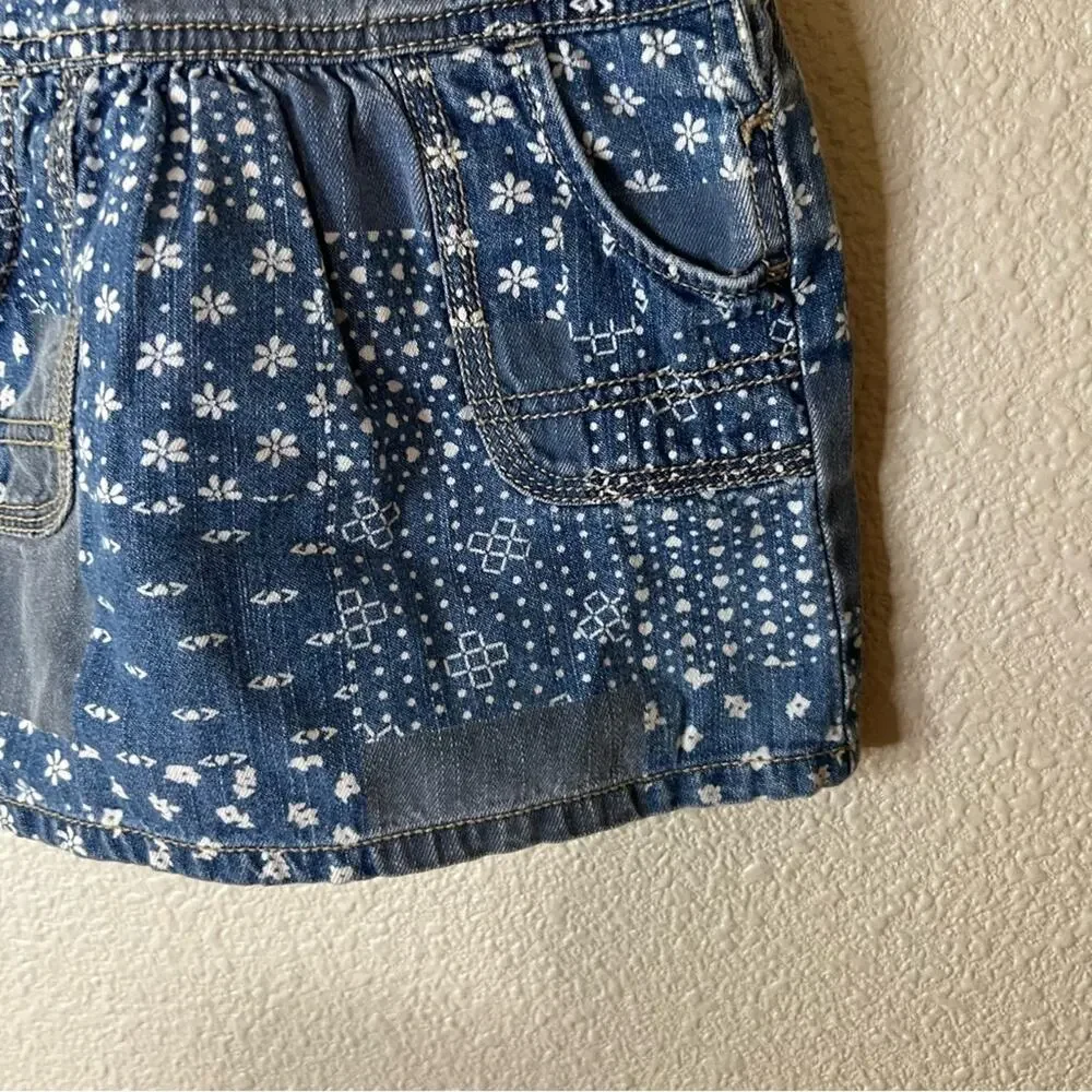 Oshkosh b’gosh floral denim skirtalls overalls skirt 24m